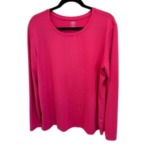 Athletic Works Women's XXL Pink Long Sleeve Crew Neck Stretch Knit Top